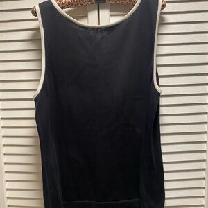 Charter Club Knit Black Tank Top with White Trim